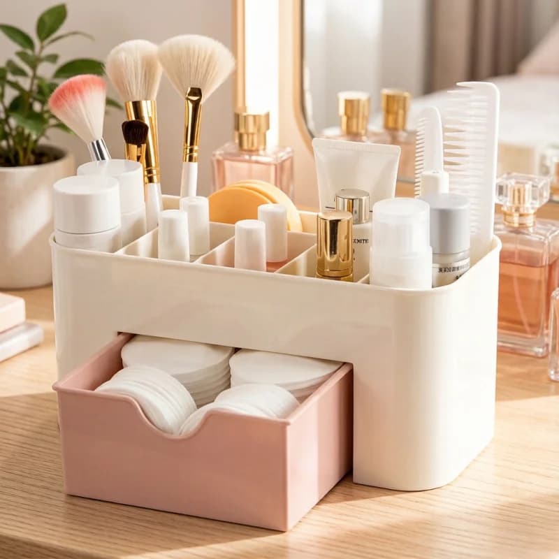 Plastic Organizer Box for Nail Art, Cotton Disketch Box for Gel Nail Removal, Decorative Accessories Case