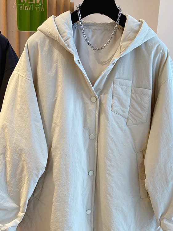 Loose Casual Cotton Jacket Korean Style Commute All-Match Hollow out Shape Top for Pear Straight Body Type