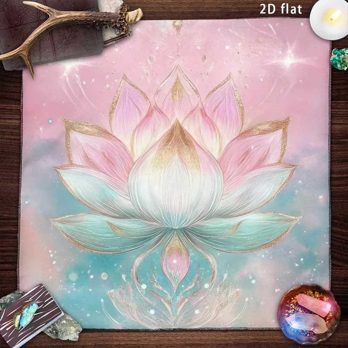 Tovaglia per tarocchi con fiore di loto etereo mistico Tovaglia per altare rosa e bianco per tovaglia di loto per tappetino per divinazione delle streghe