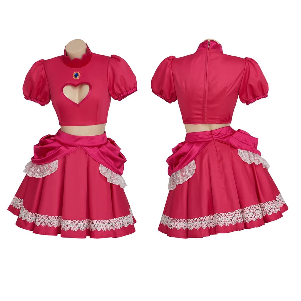 Costume da principessa per donna, festa di Halloween, vestito operato, sorelle color pesca, abito sexy rosa, set di gonne e top da principessa carino