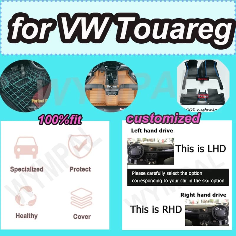 LUSSO Car Mats for VW VW Touareg 7L 2002 ~ 2009 5saet Waterproof Protective Mat