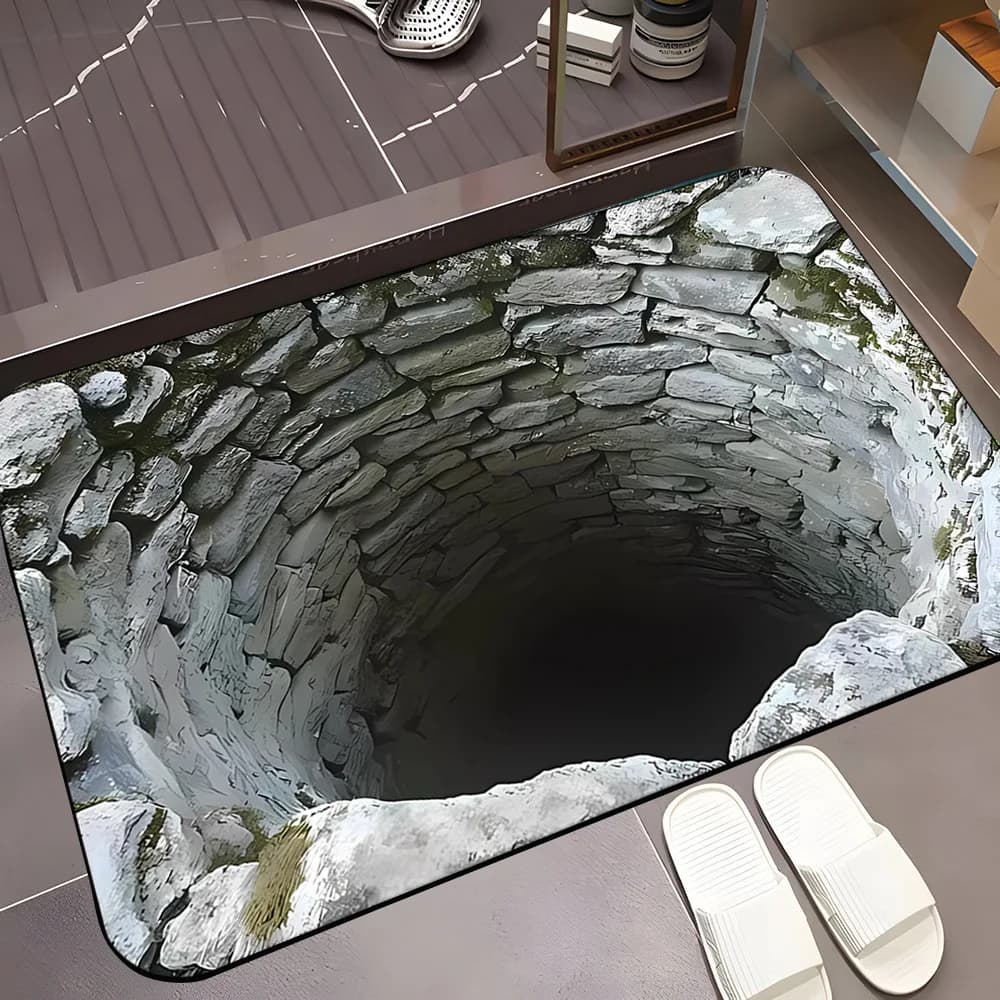 Tappeto con illusione ottica 3D Tappetino per ingresso di benvenuto Tappetino per porta d'ingresso Tappetino per ingresso Vortex Illusion Tappetino per bagno con foro senza fondo