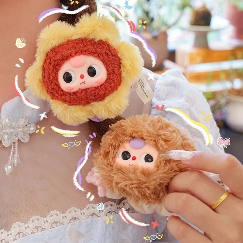 Genuine Baby Three Blind Box Flower Hair Ring Series Kawaii Vinyl Plush Doll Hair Band Wristband Trendy Toy Surprise Girls Gift