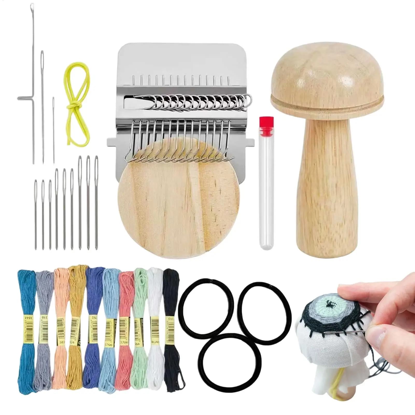 Mushroom Knitting And Repair Tool Kit Quick Patch Maker Patch Work Weaving Looms Tool For Clothes Denim Jeans Wool Felt Fabric