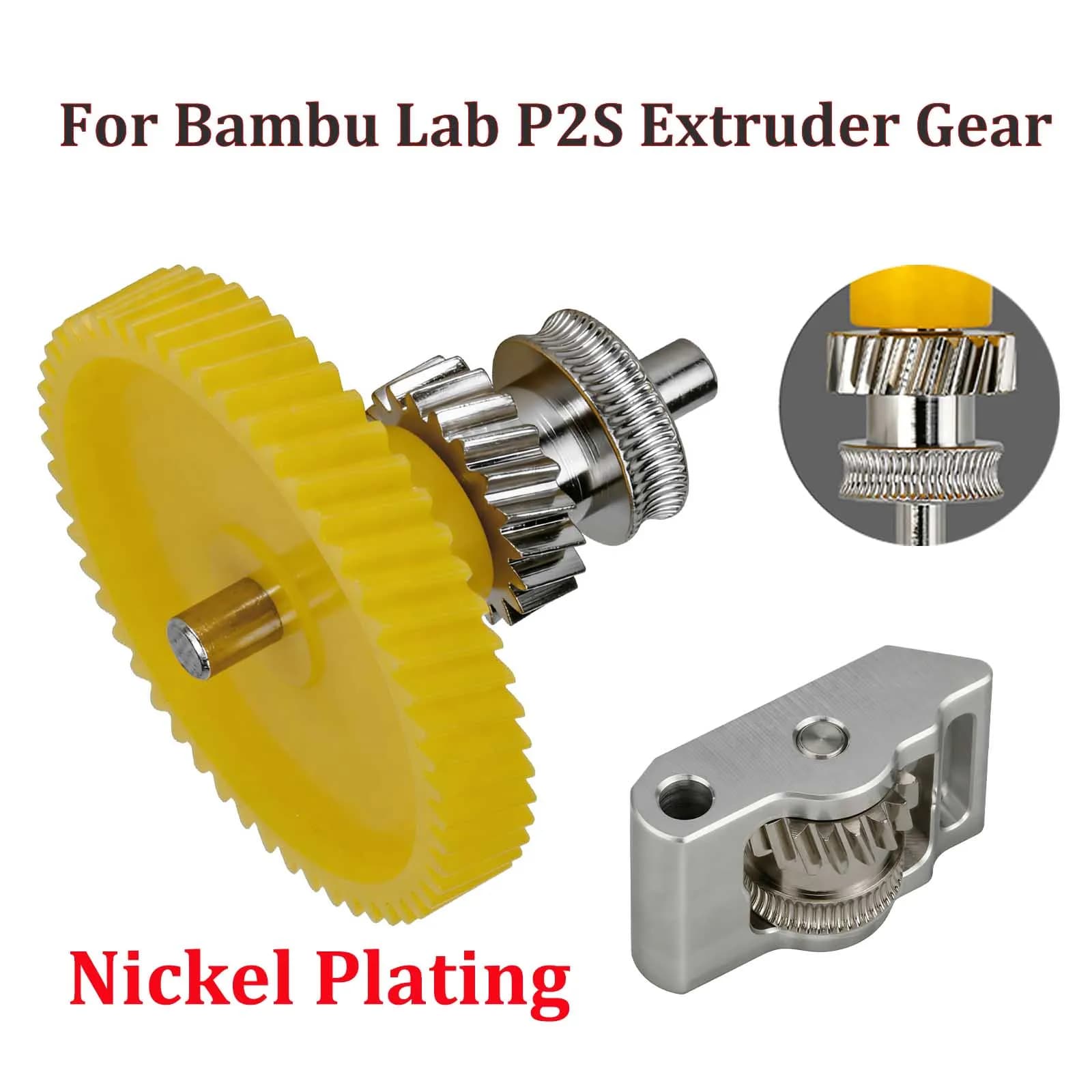 Kit Ingranaggi Estrusore per Bambu Lab P2S, Ingranaggio in Acciaio Temprato con Placcatura in Nichel Integrata per Stampante 3D Bambulab P2S, Parti di Ricambio
