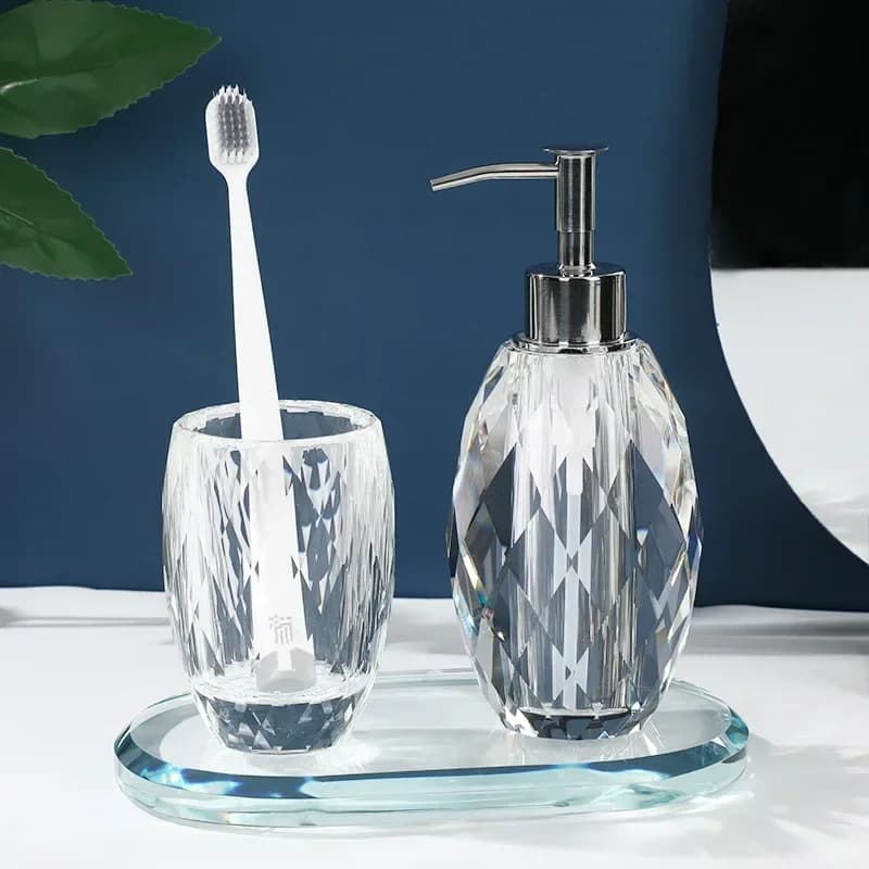 Forniture per il bagno Vassoio per bottiglie di lozione in vetro trasparente Dispenser di sapone per la casa Bottiglia per aromaterapia Scatola portaoggetti per il bagno