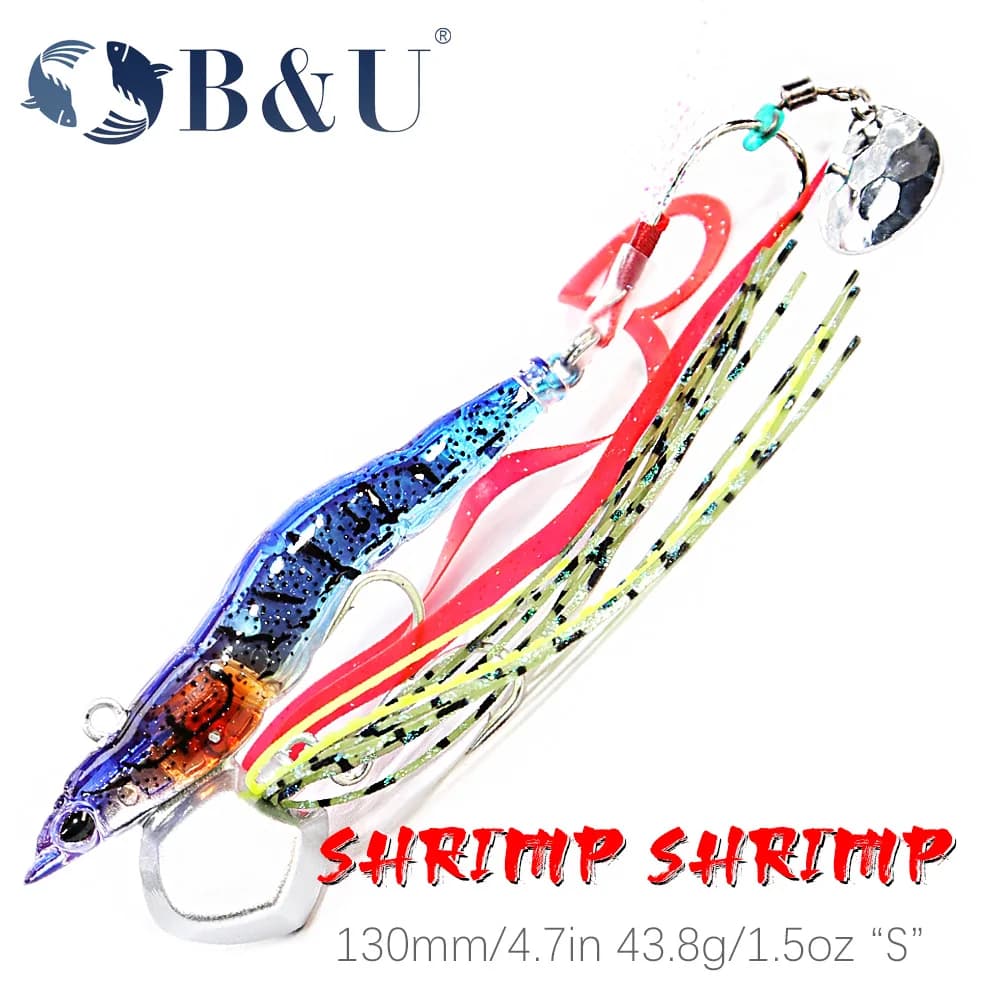 B&U 3D Stampato Affondamento Veloce Metallo Jig Gamberetti Richiamo Acqua Salata Shore Casting Richiamo di Pesca Duro Richiamo Duro Spin Tail Vibrazione