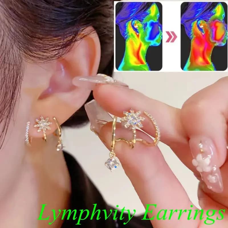 Korean earring with eight-point star for lymphatic drainage Earrings in germanium with lymphatic magnetotherapy for women's jewelry for weight loss