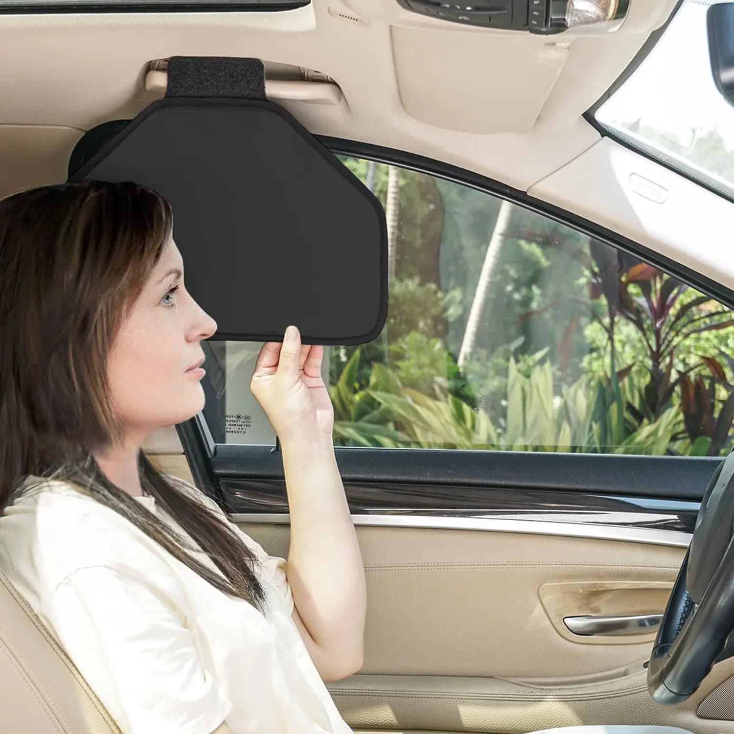 Car Sun Visor Extender & Organizer w/Storage for Sunglasses Black | Easy to Use | Roof Handle | Glare Reduction | Universal fit | For morning/evening driving | Compact size