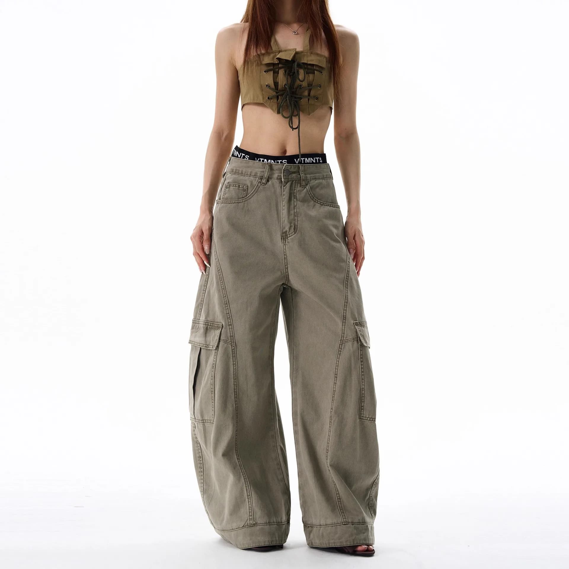 unisex jeans 2026 spring autumn New American Vintage high waist wide leg Cargo Pants Loose Cool Streetwear Pants For Men Women