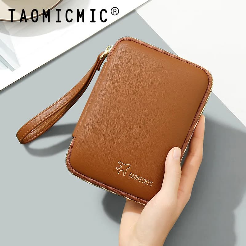 Borsa per passaporto con cerniera multifunzionale Portafoglio porta documenti integrato con cambio allentato multi-slot per uomo Donna Organizzatore da viaggio portatile