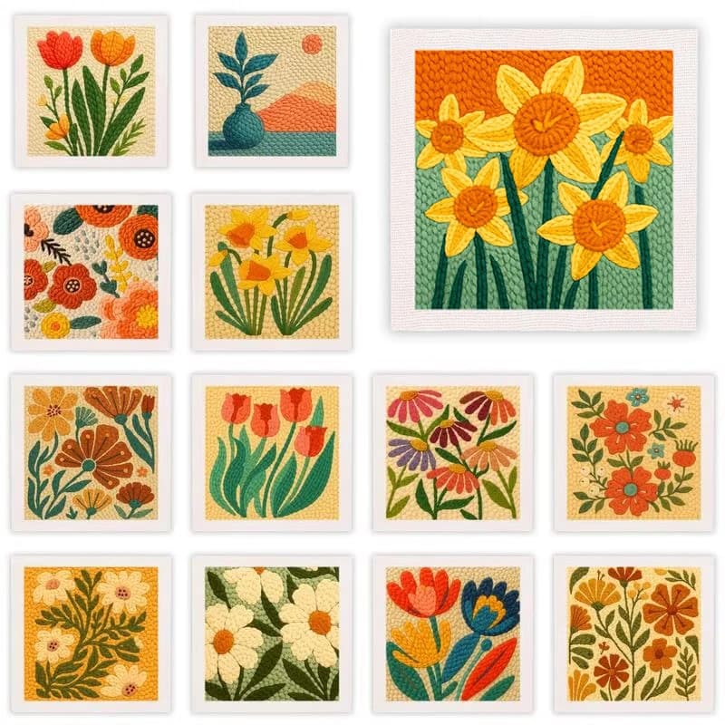 25x25cm Punch Needle Embroidery Starter Kits Cat Pattern for Adults Beginners Punch Needle Kits Easy Handicraft DIY Decor Gift