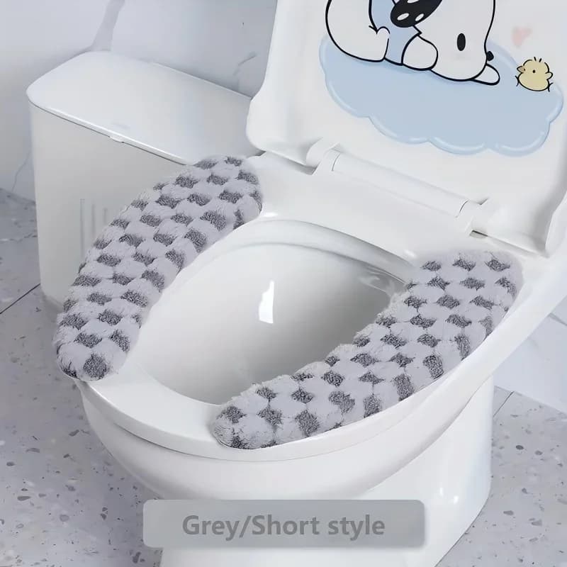 Cuscino per sedile WC spesso e lavabile con - Copri coperchio per WC in morbido peluche, anello antiscivolo per s e, cuscino per bagno per tutte le stagioni (oltre)