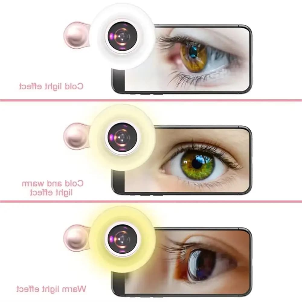 15X Macro Lens for Mobile Phone Fill Ring Light Selfie Live Lamp Camera Lens with LED Ring Flash Smartphone Fill Light Universal
