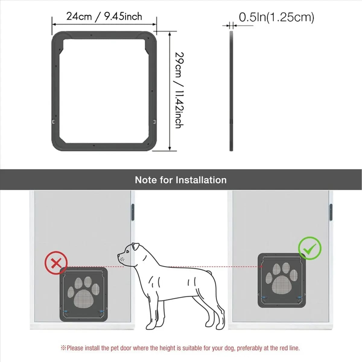 A97G Pet Kitty Dog Door Flap Gate Opener Ingresso controllato Schermo elettronico Protezione per finestre Zanzariera da parete (piccolo)