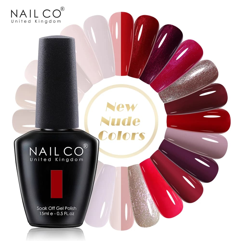NAILCO 15ml Gel UV Smalto per unghie Gel semipermanente Smalto Marrone Gel per unghie Design Unghie rosse Arte Colore nudo Glitter Manicure