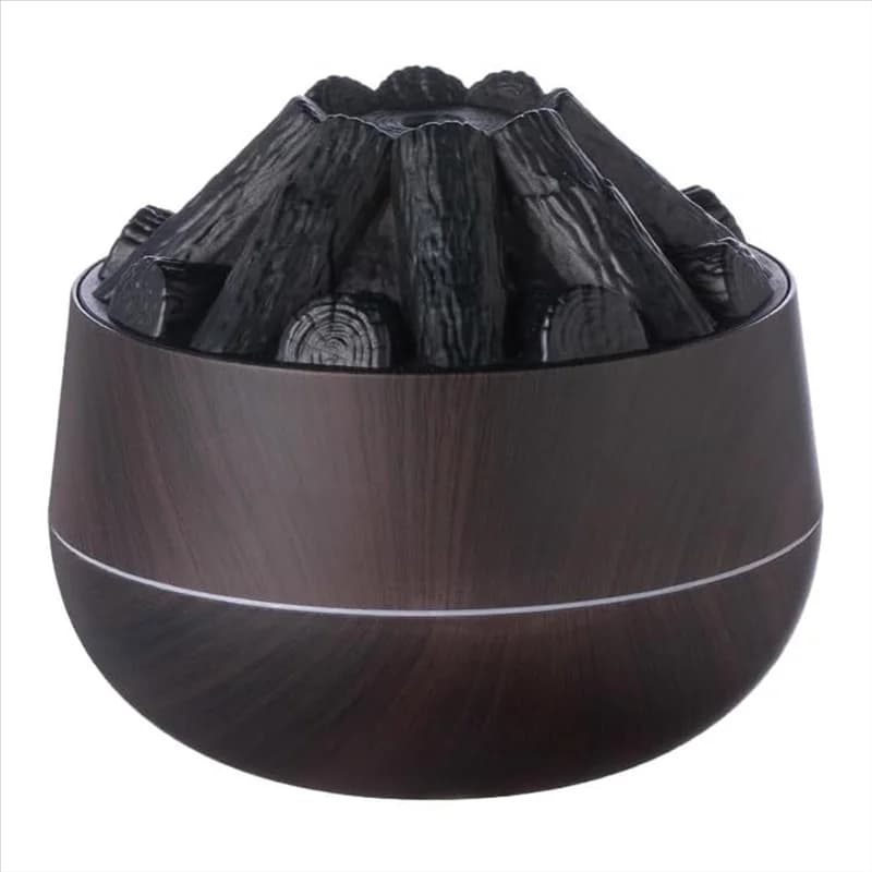 300Ml Bonfire Humidifier USB Noiseless Flame Essential Diffuser Auto-Off Wood Grain For Home Office Gym Dark Wood Grain-[Mriae P