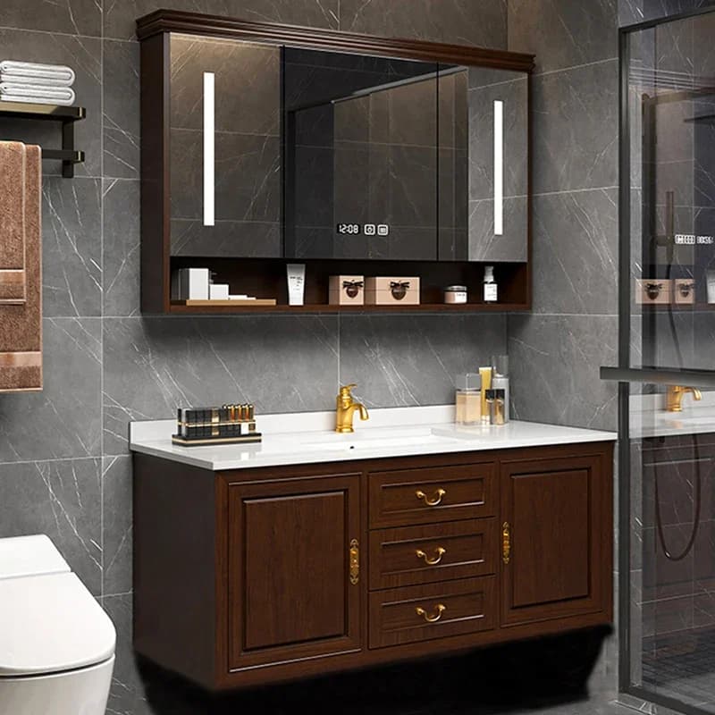 Mensola portaoggetti nordica Specchio da bagno Mobile da bagno moderno Illuminazione a LED Vanity Toilet Meuble De Bain di lusso
