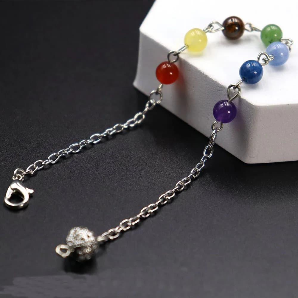 7 Chakra Perline di cristallo Pendolo Pietra naturale Guarigione Reiki Pendolo spirituale Catena Divinazione Preghiera Wicca Accessori gioielli
