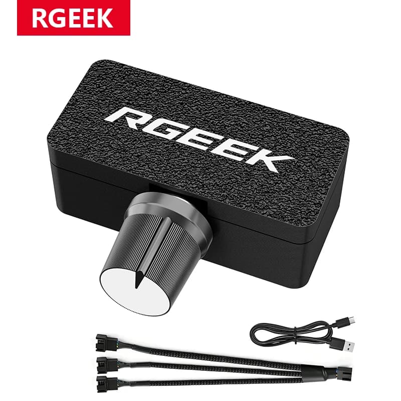 RGEEK 4Pin 1 to 3 Splitter PC Fan Speed Controller, Computer NAS Server Fan Speed Hub Powered by 5V USB C, Support 12V 4Pin Fans