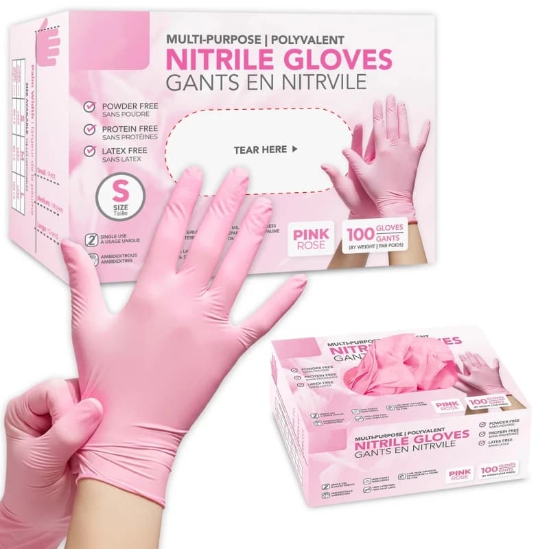 20/50/100 Pezzi Guanti in Nitrile Rosa Monouso Leggeri Senza Lattice per Cucina, Pulizia, Alimenti, Pre-Tatuaggio, Tintura Capelli