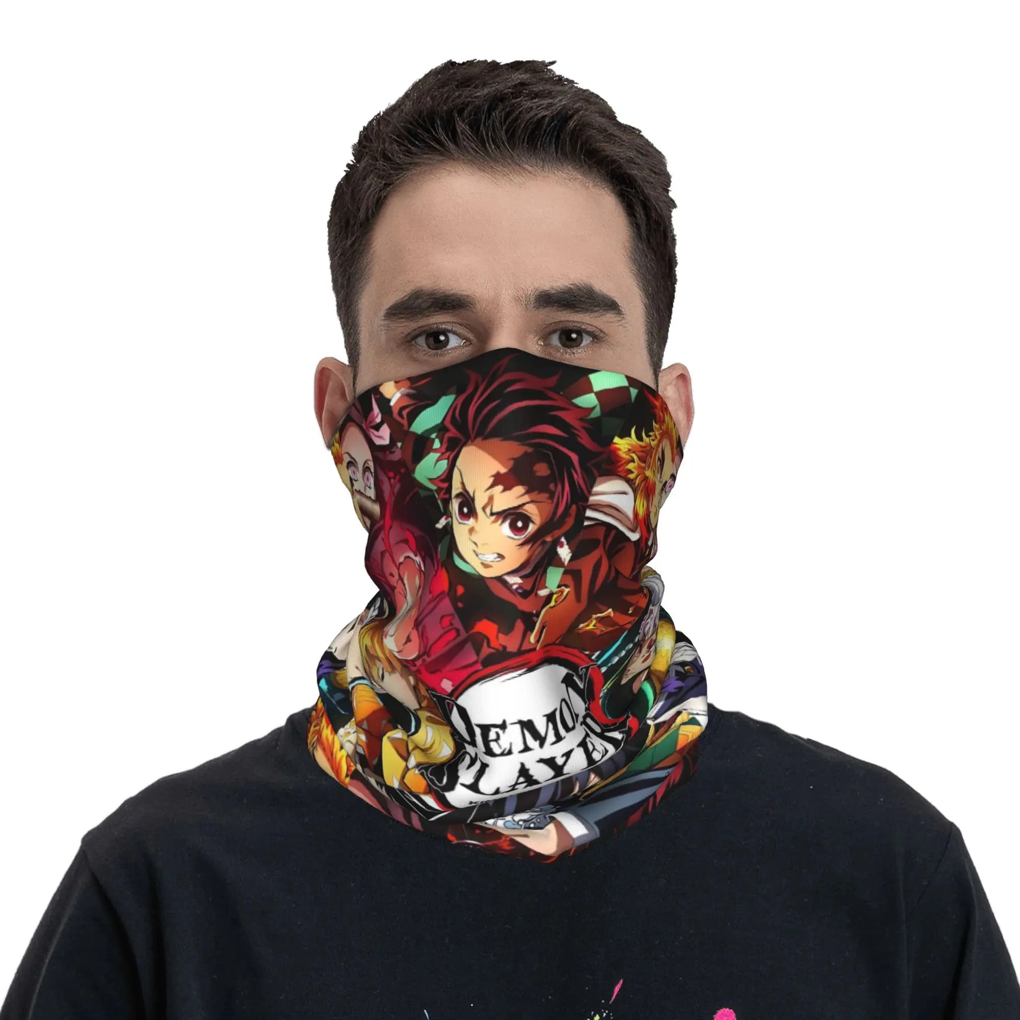 Demon Slayer Anime Collage Bandana Scaldacollo invernale da uomo Sciarpa avvolgente antivento per fascia da sci con ghetta
