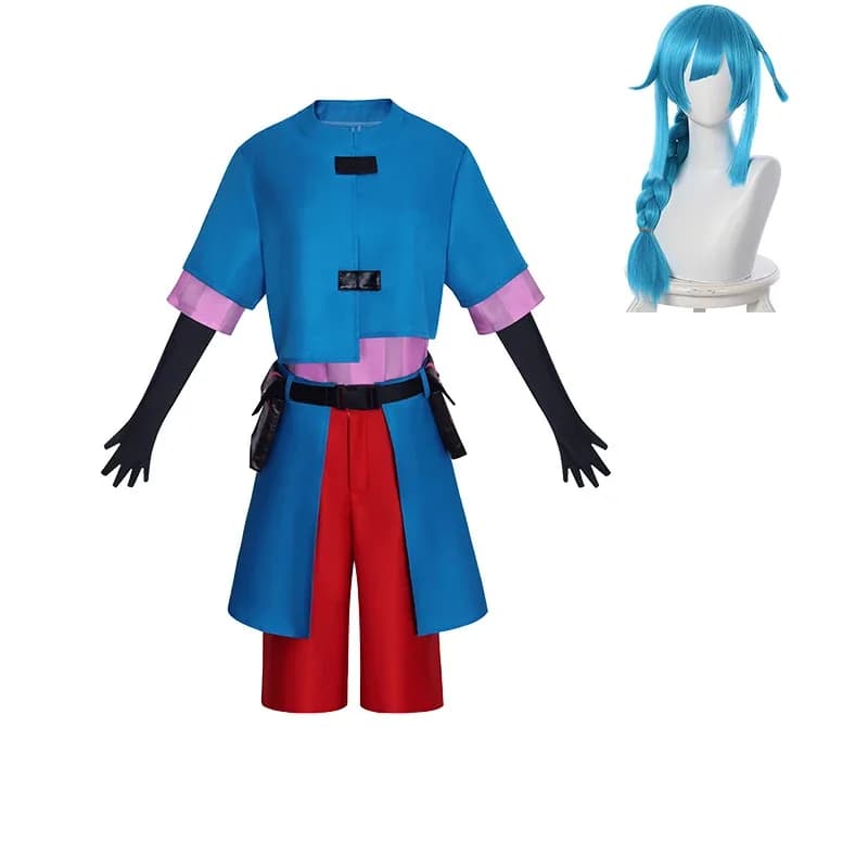 Anime BaoBao LOL Arcane Powder Jinx Bao Cosplay Fancy Women Gioco Parrucche Abiti Costume di Halloween;2,c'4,h.