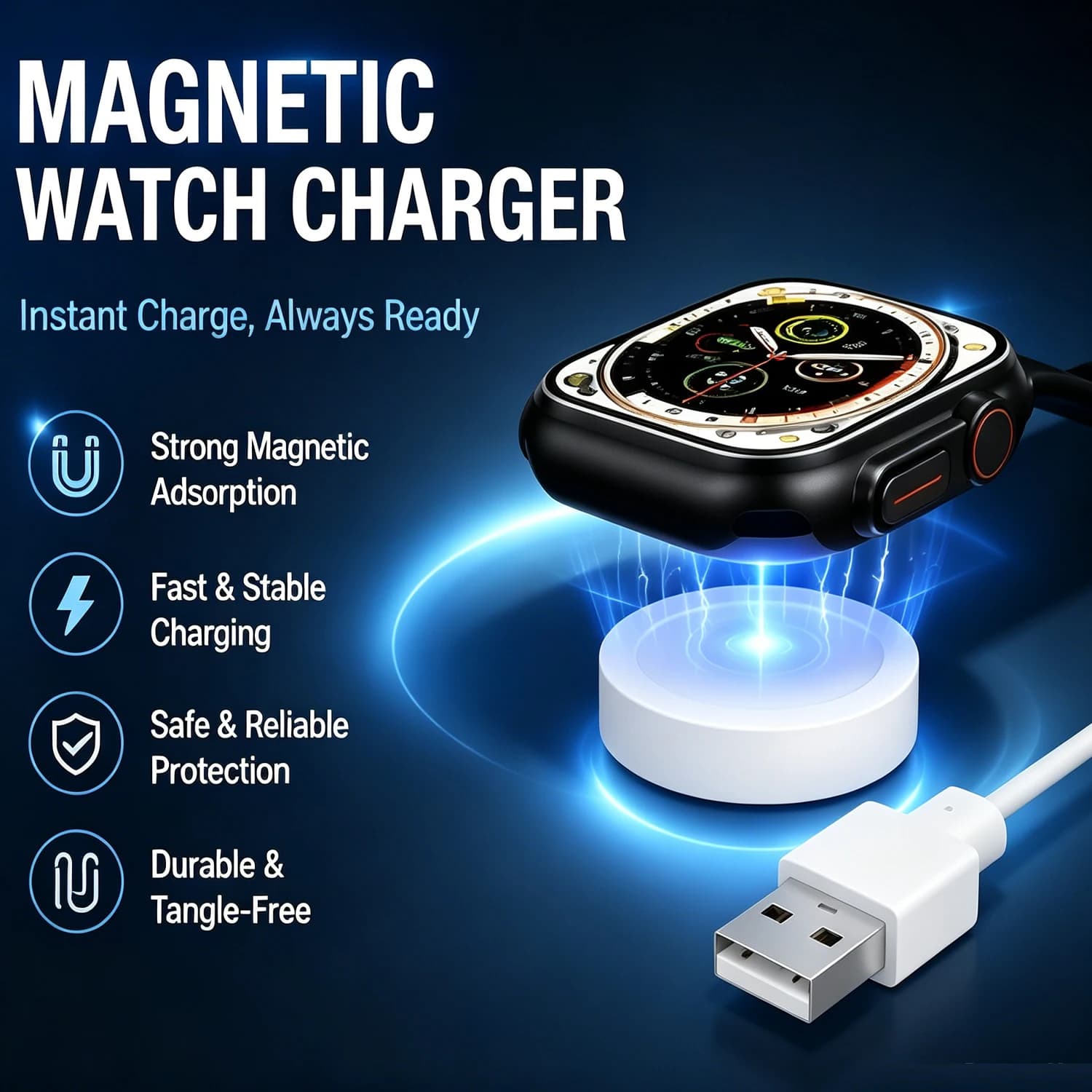 Dock di Ricarica Magnetico Portatile Universale per Smartwatch S8 M36 Plus TS7 TS8 DT300 X5 X8 X3 X1, Adattatore Caricabatterie