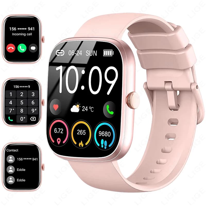 LIGE 2025 New Smart Watch for Women 1.96 '' Full Touch Screen Bluetooth Call IP68 Sport Fitness Tracker Women's Watches
