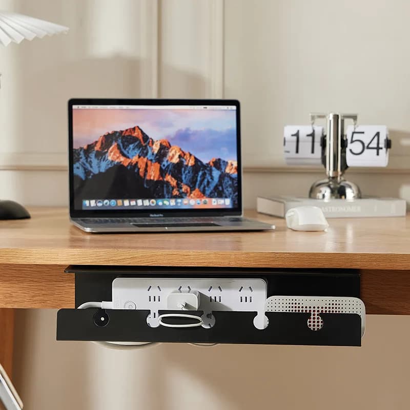 No-Drill Cable Management Desk Organizer Computer Table Cable Holder Storage Slot Plug Organizer Plastic Material