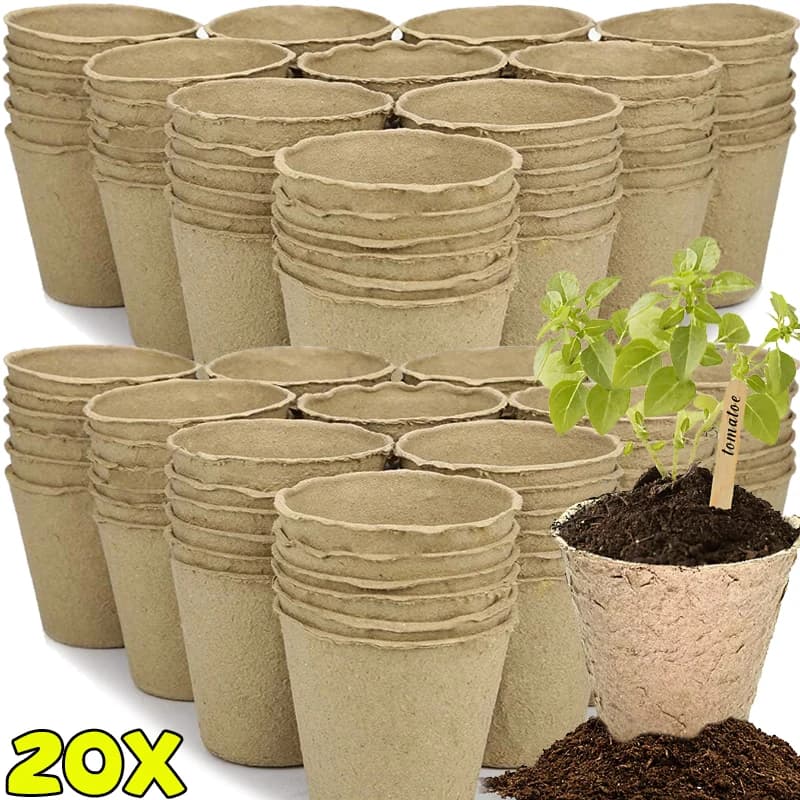 10/20 Pots for Plants in Biodegradable Polpa, Containers for Semina, Trays for Germination, Garden Jars, Boxes for Growing