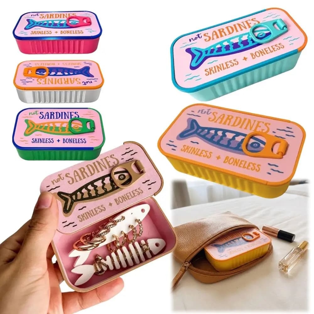3D Printed Sardine Tin Jewelry Box Durable Creative Necklace and Earring Storage Box Multi Functional Decorative