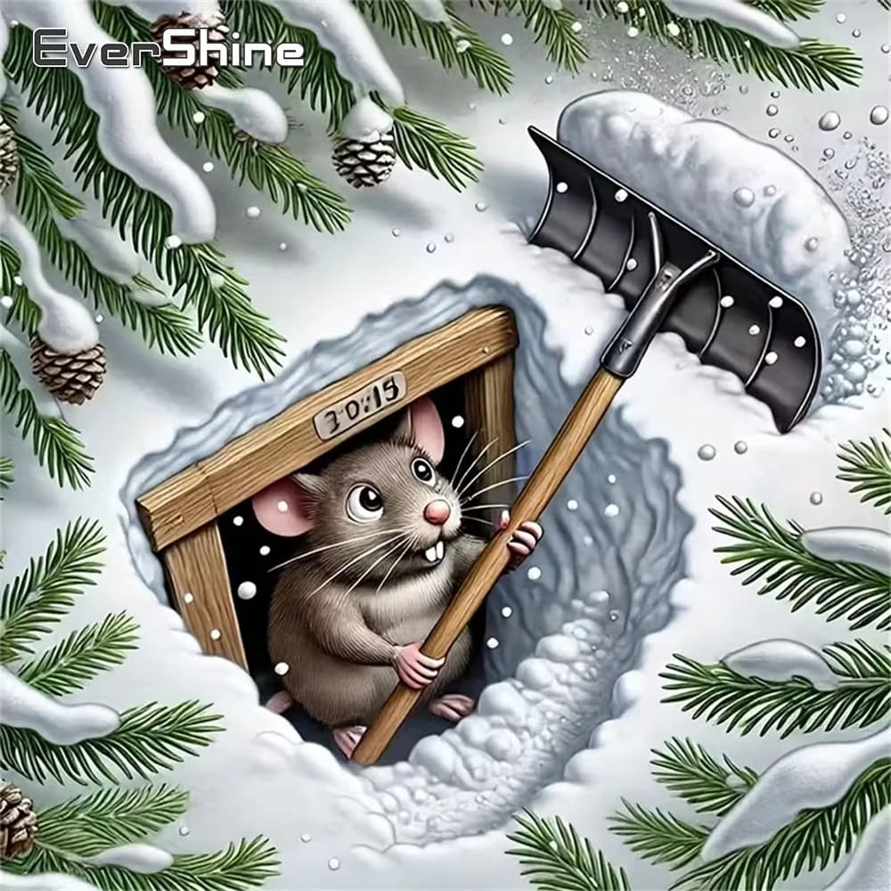 Evershine Mouse Diamante Ricamo Animale Punto Croce Pittura Inverno Acrilico Forniture Artigianali Fai da Te Diamante Mosaico Decorazioni per la Casa