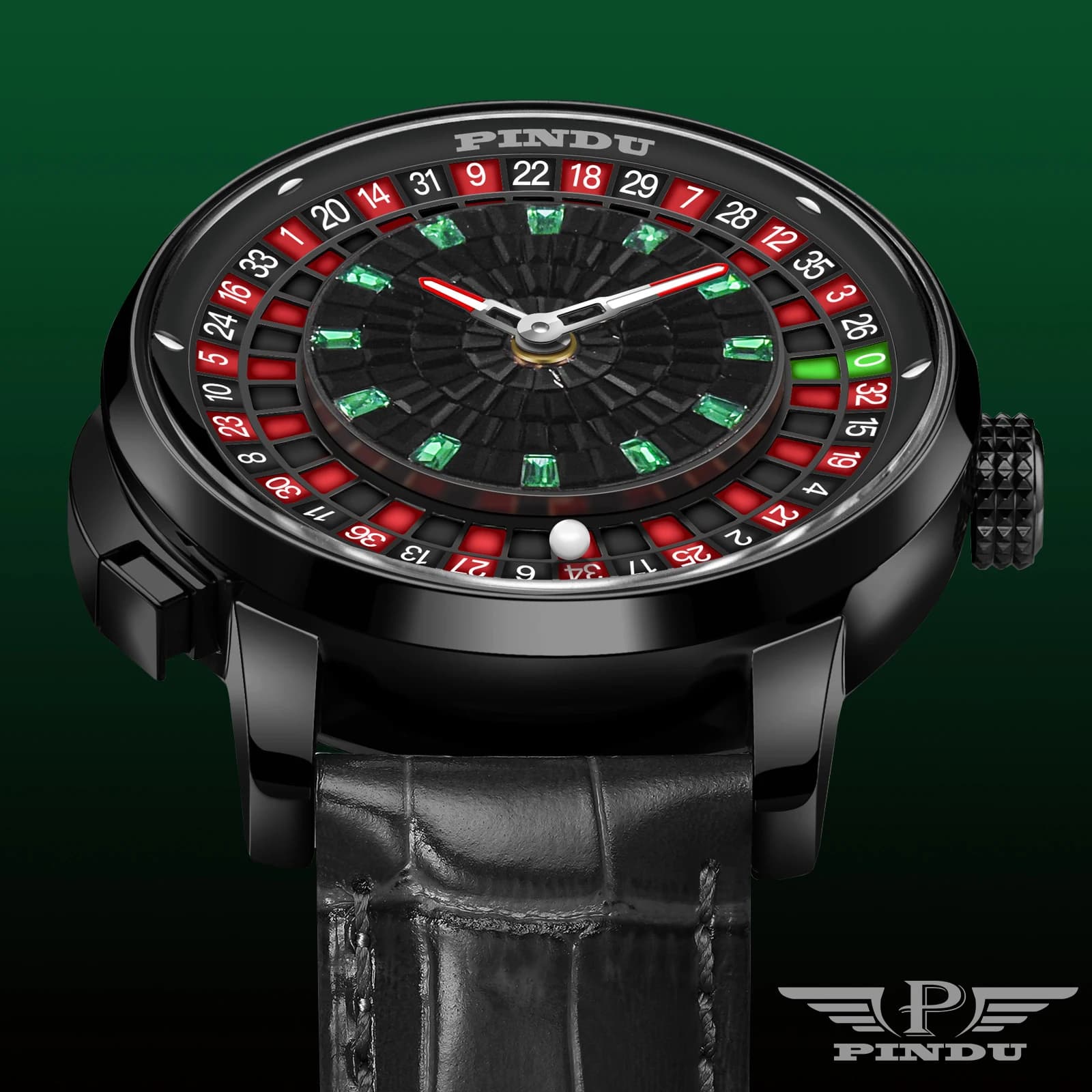 2025 PINDU Design NEW rotating button black shell mechanical male watch movement NH35 automatic watch TopLuxury stainless steel