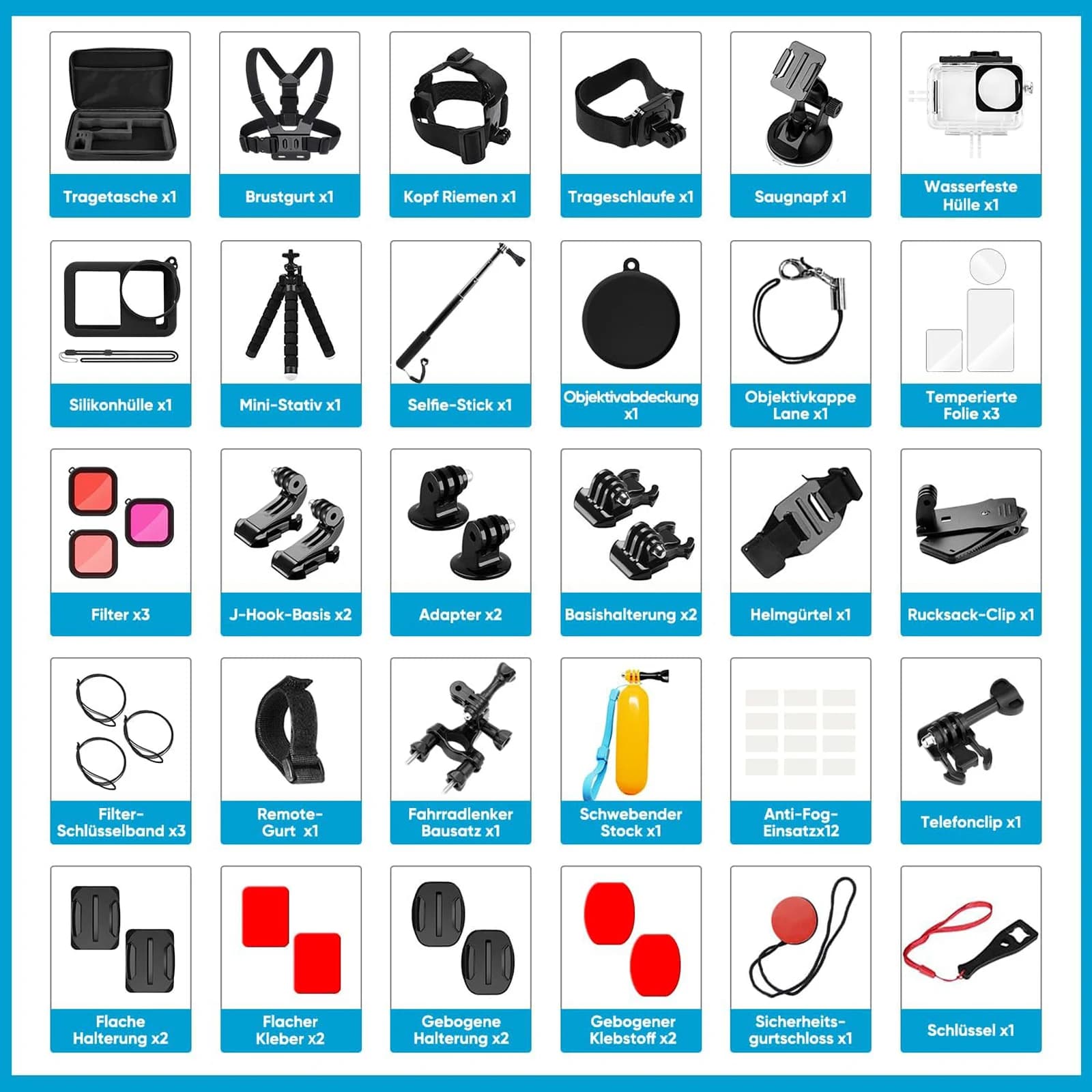 Action Camera Accessories Kit for Osmo Action 6 Essential Accessories Kit with Waterproof Case & Lens Protective Cover