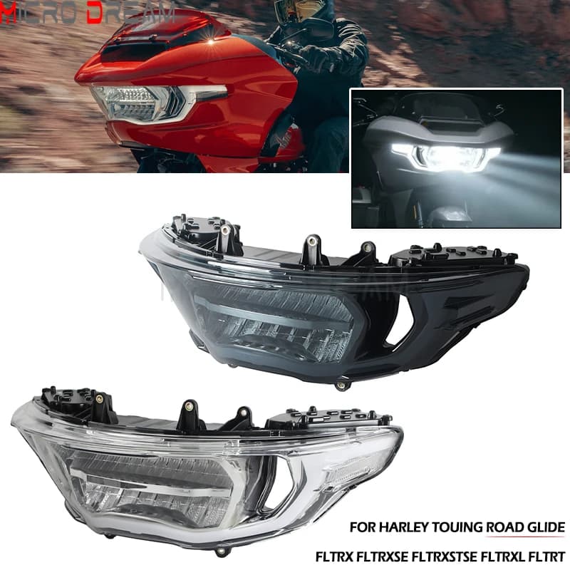 For Harley CVO Road Glide FLTRXSE 2023-2026 Road Glide FLTRX 2024-26 Motorcycle LED Front Headlight Assembly Hi/Lo Beam Headlamp