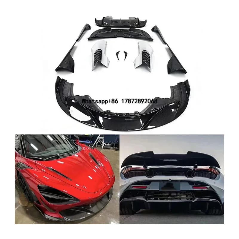 For McLaren 720s Body Kit Dry Carbon Fiber Car Front and Rear Lip Diffuser Side Skirt RYFT Style Body Kit