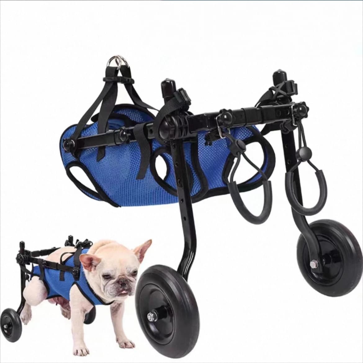 Pet dog cart rehabilitation assistive vehicle for assisting walking of hind limbs with impaired mobility comfortable breathable