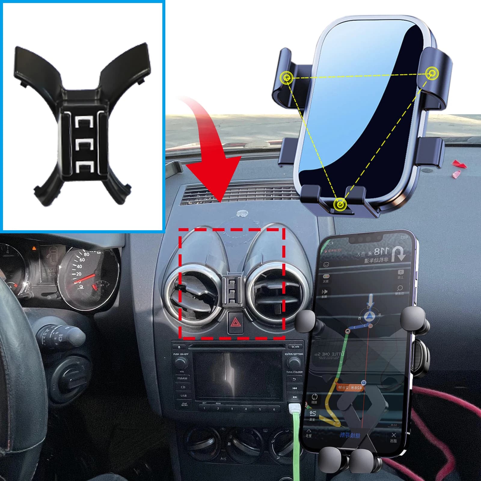Per Nissan Qashqai J10 2008-2010 2011 2012 2013 2014 2015 Auto Supporto Del Telefono Mobile Accessori Stand Auto GPS Staffa di Navigazione