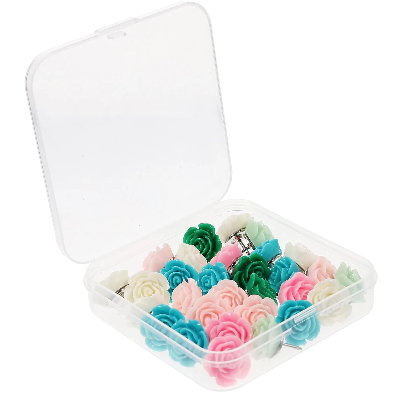 30 Pezzi Puntine a Forma di Rosa in Resina Premium, Chiodini in Ferro per Mappe, Bacheche, Pittura, Artigianato, Casa, Ufficio, Uso Quotidiano