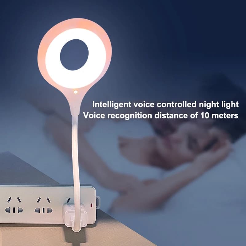 Luce notturna intelligente a comando vocale Lampada da libro a LED portatile Lampada da scrivania a LED flessografica USB Lampada da lettura vocale intelligente Collegamento USB