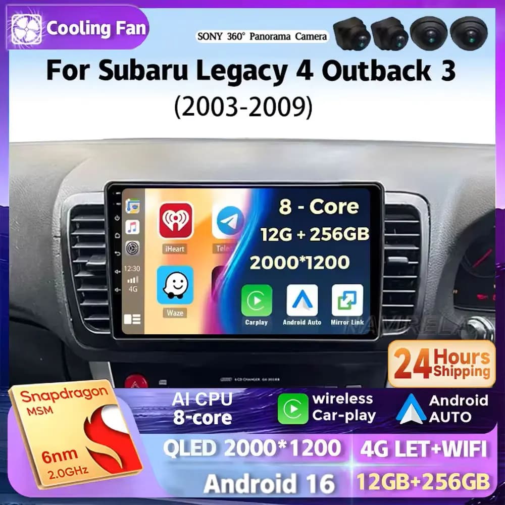 Android 15 Per Subaru Outback 3 Legacy 4 2003 - 2009 LHD 2K QLED Android Auto Radio Video Multimedia GPS Stereo CarPlay 4G
