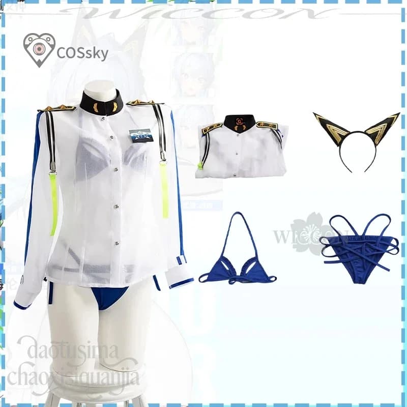 Costume da Helen per Cosplay, Bikini Sexy Acquamarina con Camicia Lunga Bianca Trasparente, Costume da Bagno per Feste in Spiaggia e Giochi Natalizi