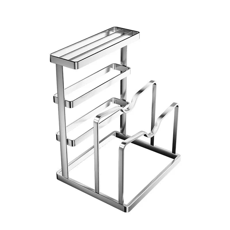 Portautensili da Cucina 3-in-1 in Acciaio Inox per Coltelli, Tagliere e Coperchi Pentole