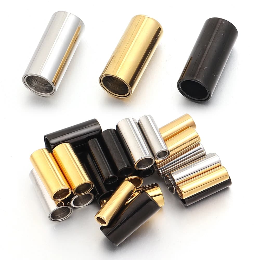 2pcs/lot Stainless Steel Magnetic Clasps Bracelet Cord End Caps Connector Leather Rope Crimp For DIY Jewelry Making Findings