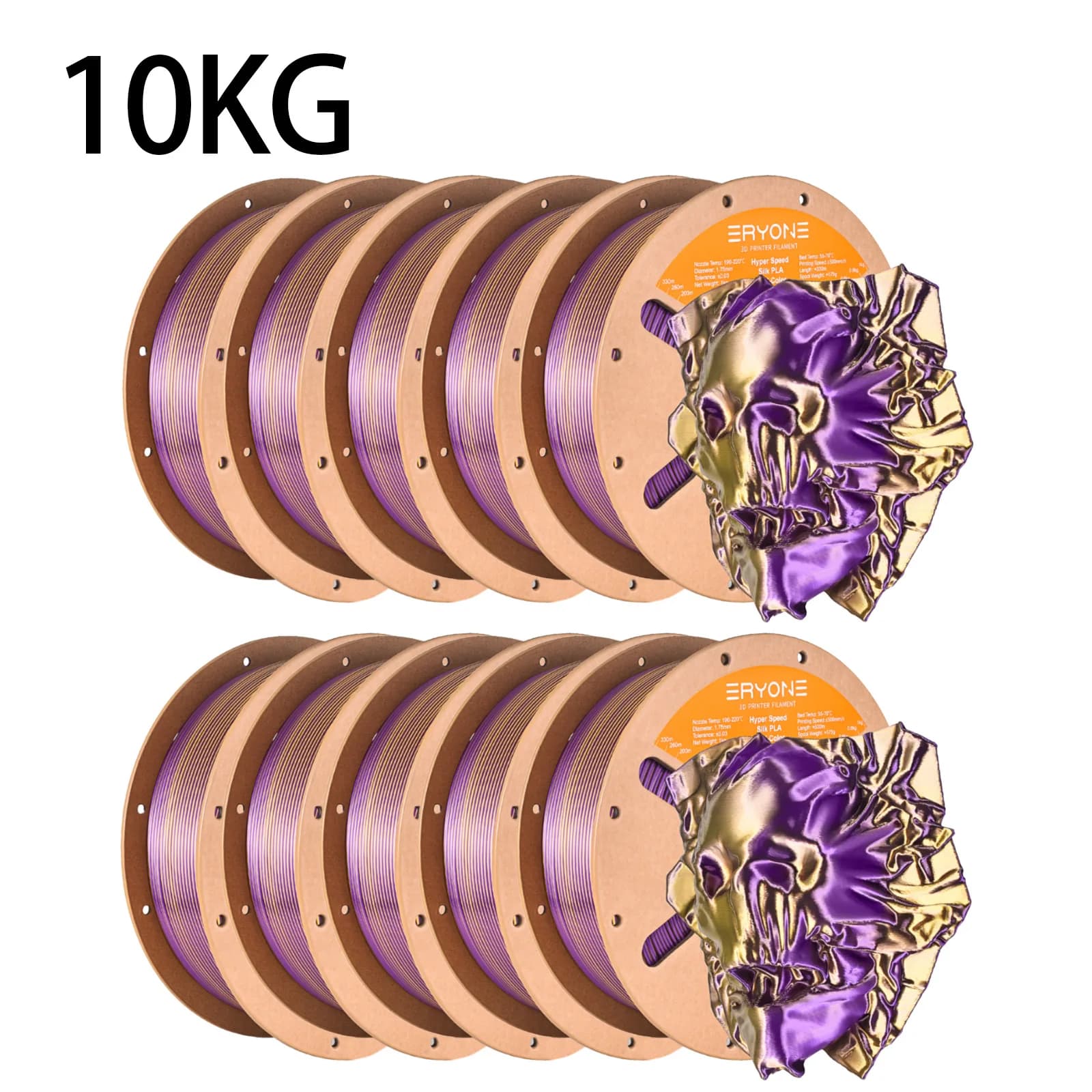 ERYONE Hyper Speed Dual Color Silk PLA 3D Printer Filament Coextrusion Shiny Finish for Enhanced Printing Performance