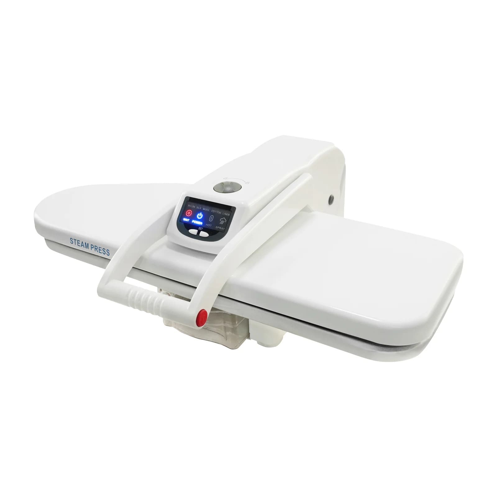 Pressa a vapore digitale, stiratrice per vestiti a vapore per indumenti da 1600 W con 5 impostazioni di tessuto e funzione di scoppio a vapore per uso domestico