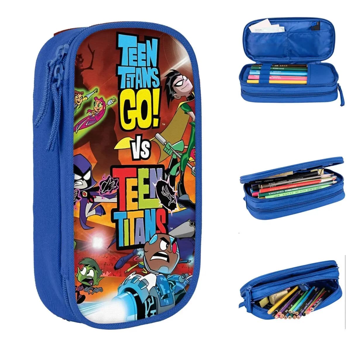 Teen Titans Go Poster Astucci per matite Borsa classica per penne Borsa per ragazze Ragazzi Grande custodia per regali per ufficio Astuccio per matite