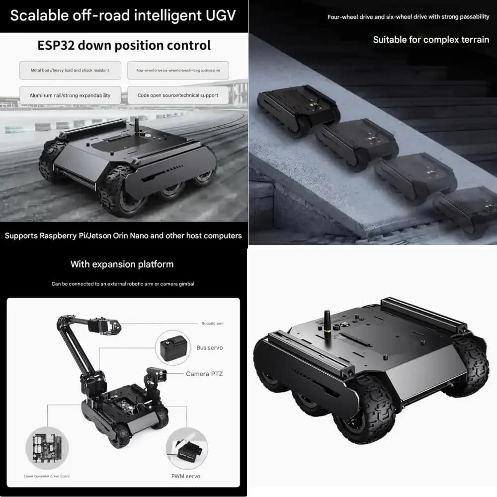 Auto Intelligente Fuoristrada UGV con Computer Raspberry Pi/ESP32 Scalabile