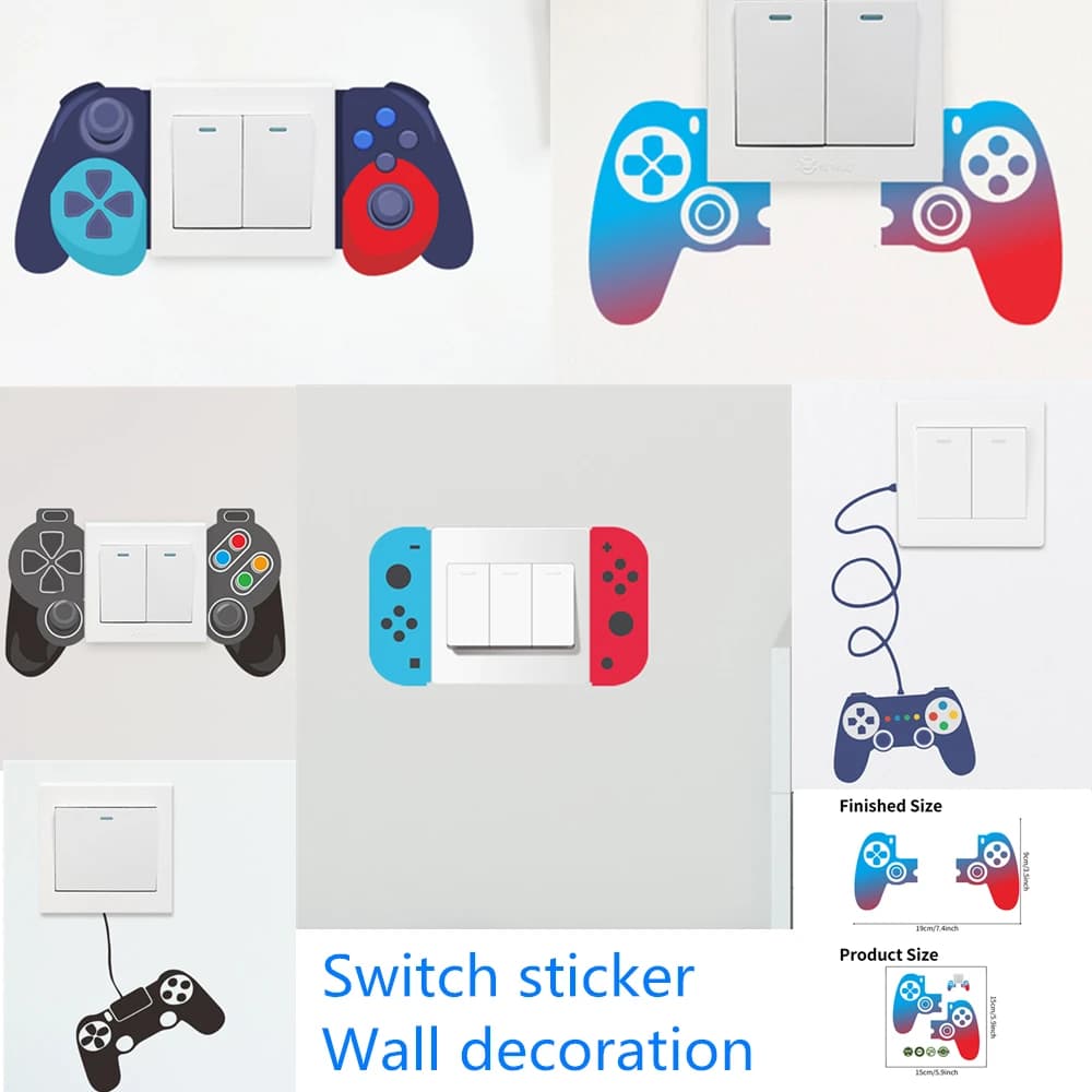 6/1 pezzi adesivo decorativo per interruttore rimovibile adesivo per interruttore controller console di gioco in PVC, regali per adesivi murali camera da letto soggiorno